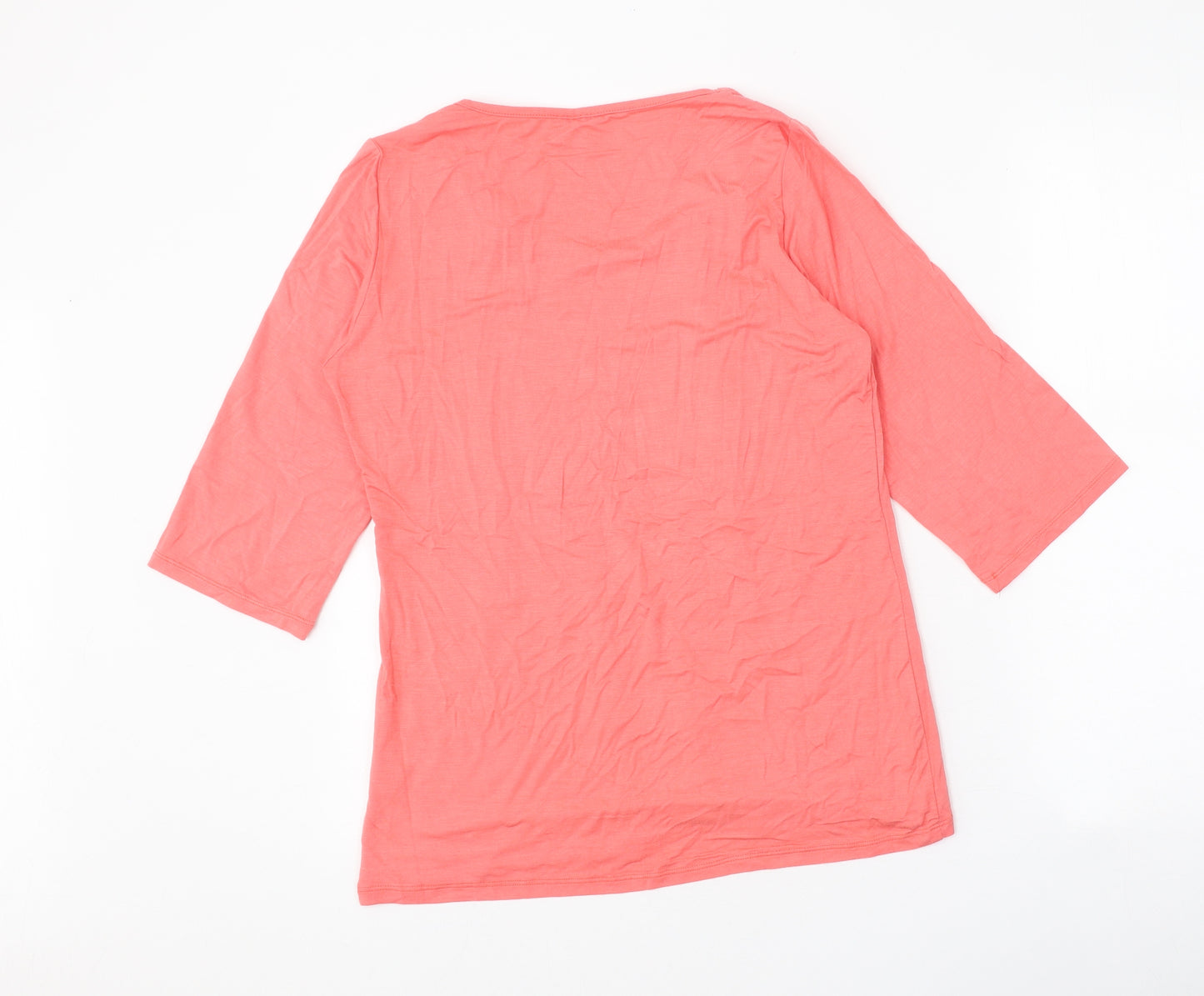 Gabriella Vicenza Womens Pink Geometric Viscose Basic T-Shirt Size 10 Round Neck