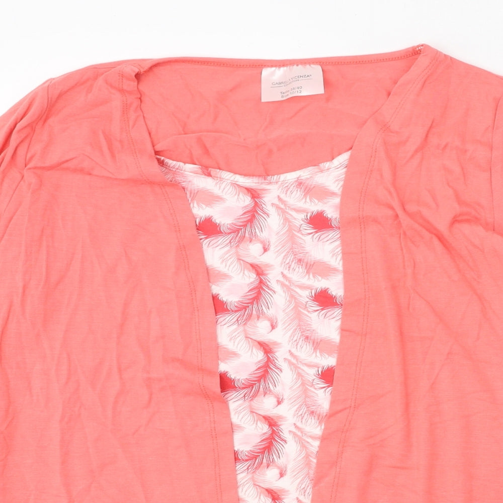 Gabriella Vicenza Womens Pink Geometric Viscose Basic T-Shirt Size 10 Round Neck