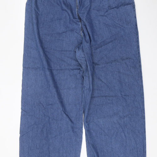 Yours Womens Blue Cotton Wide-Leg Jeans Size 20 Regular Tie