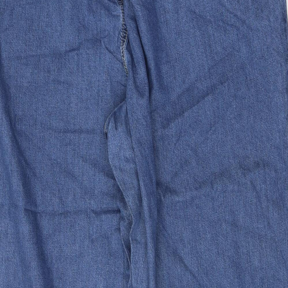 Yours Womens Blue Cotton Wide-Leg Jeans Size 20 Regular Tie