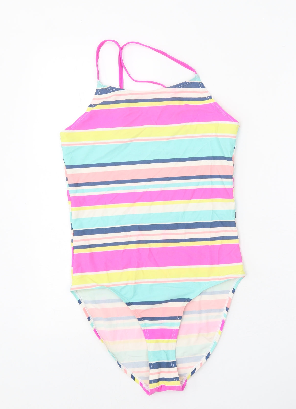 TU Girls Multicoloured Striped Polyamide Bodysuit One-Piece Size 14 Years Pullover - Swimsuit