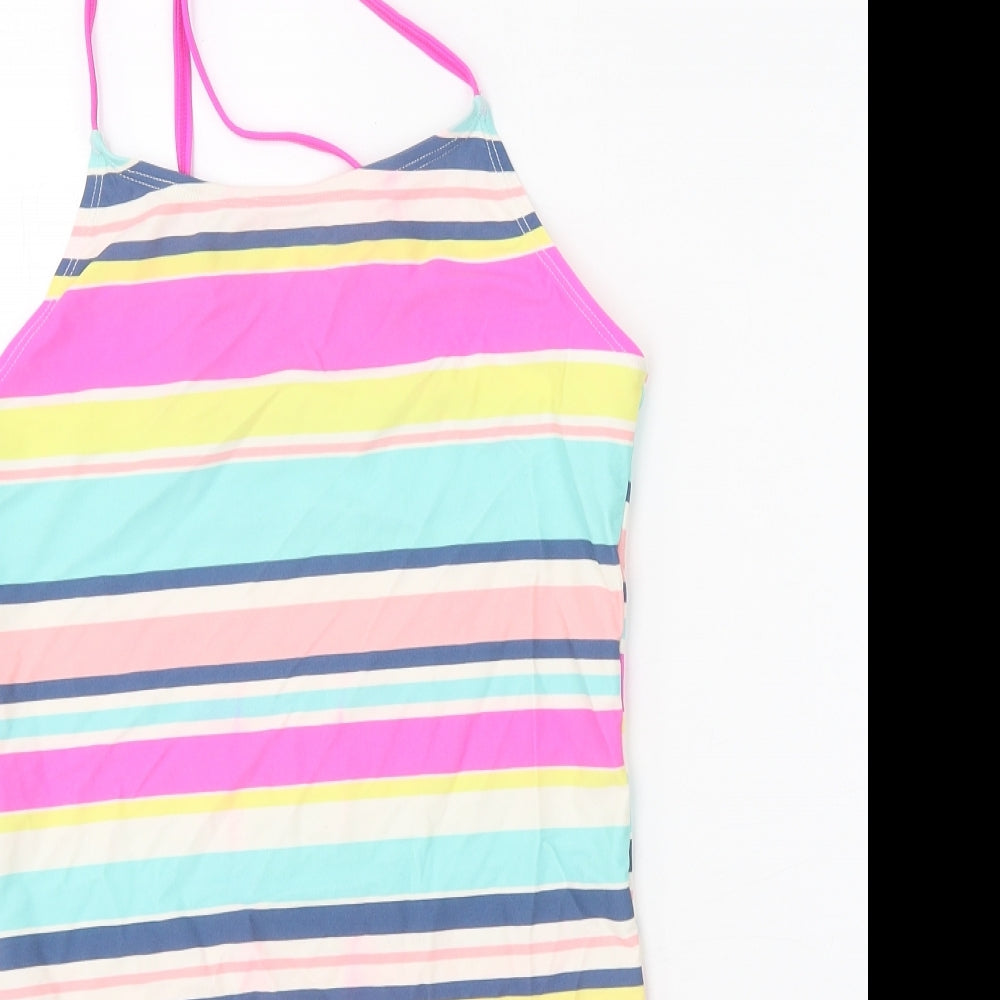 TU Girls Multicoloured Striped Polyamide Bodysuit One-Piece Size 14 Years Pullover - Swimsuit