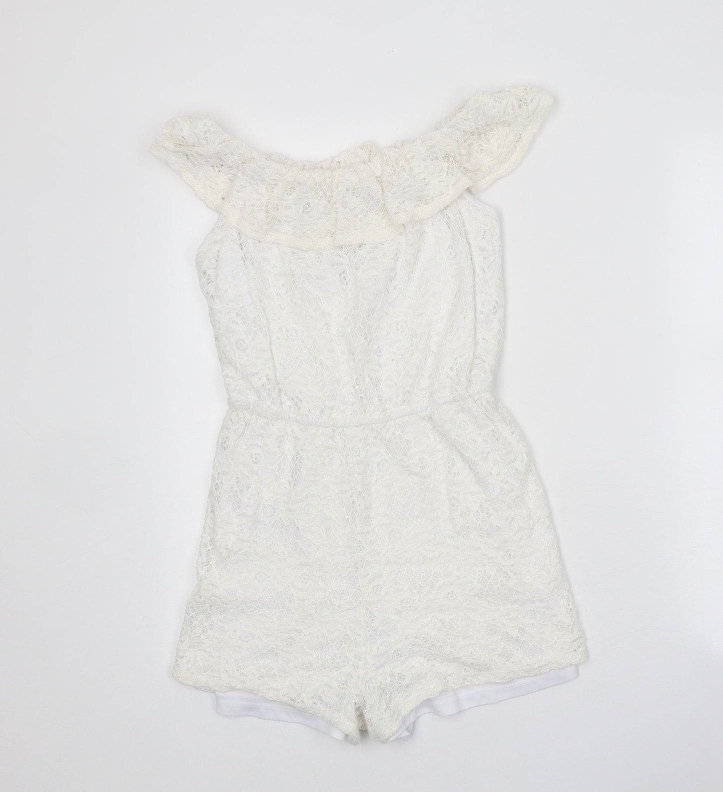 New Look Girls White Polyester Playsuit One-Piece Size 14-15 Years Pullover