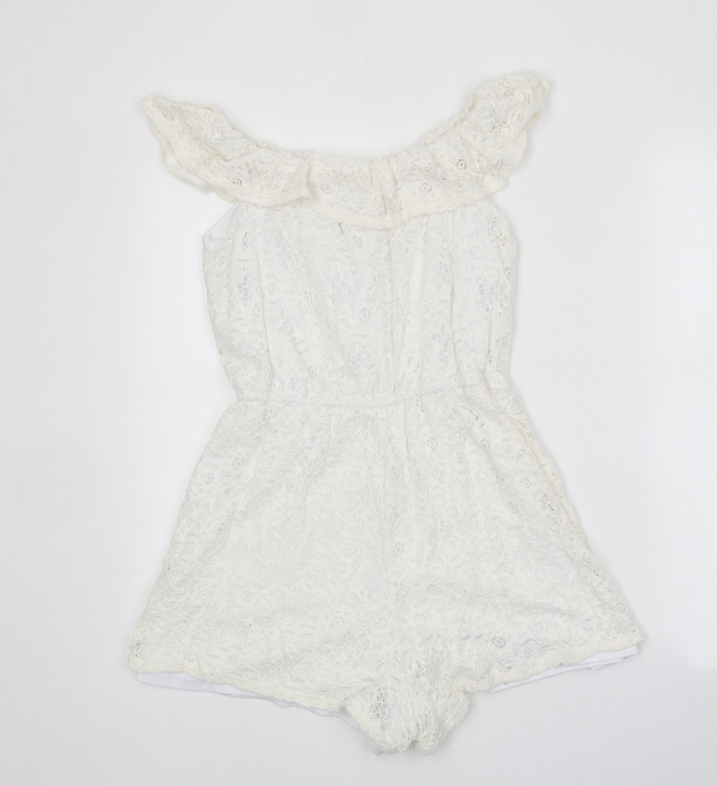 New Look Girls White Polyester Playsuit One-Piece Size 14-15 Years Pullover