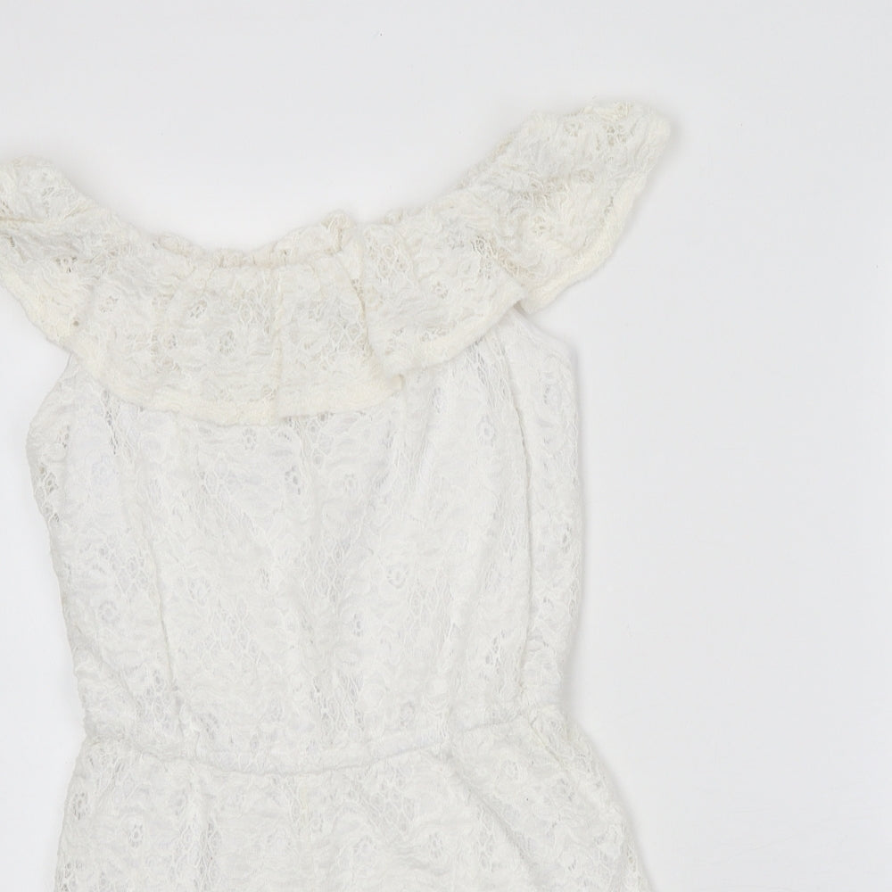 New Look Girls White Polyester Playsuit One-Piece Size 14-15 Years Pullover