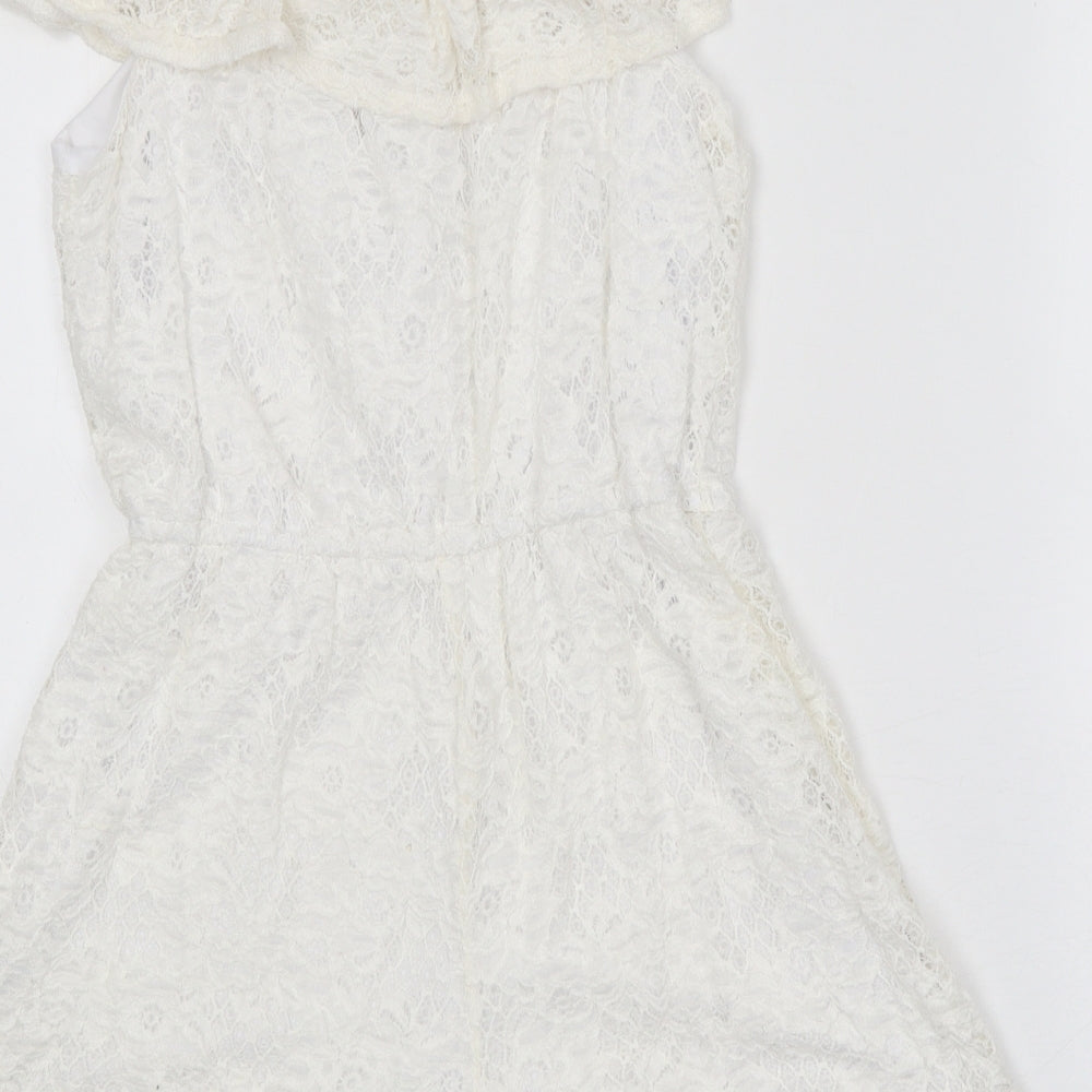 New Look Girls White Polyester Playsuit One-Piece Size 14-15 Years Pullover