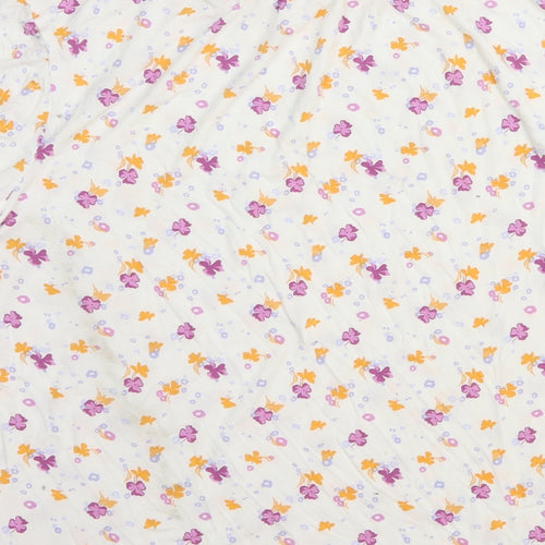 Marks and Spencer Womens White Floral Viscose Basic Blouse Size 14 Round Neck