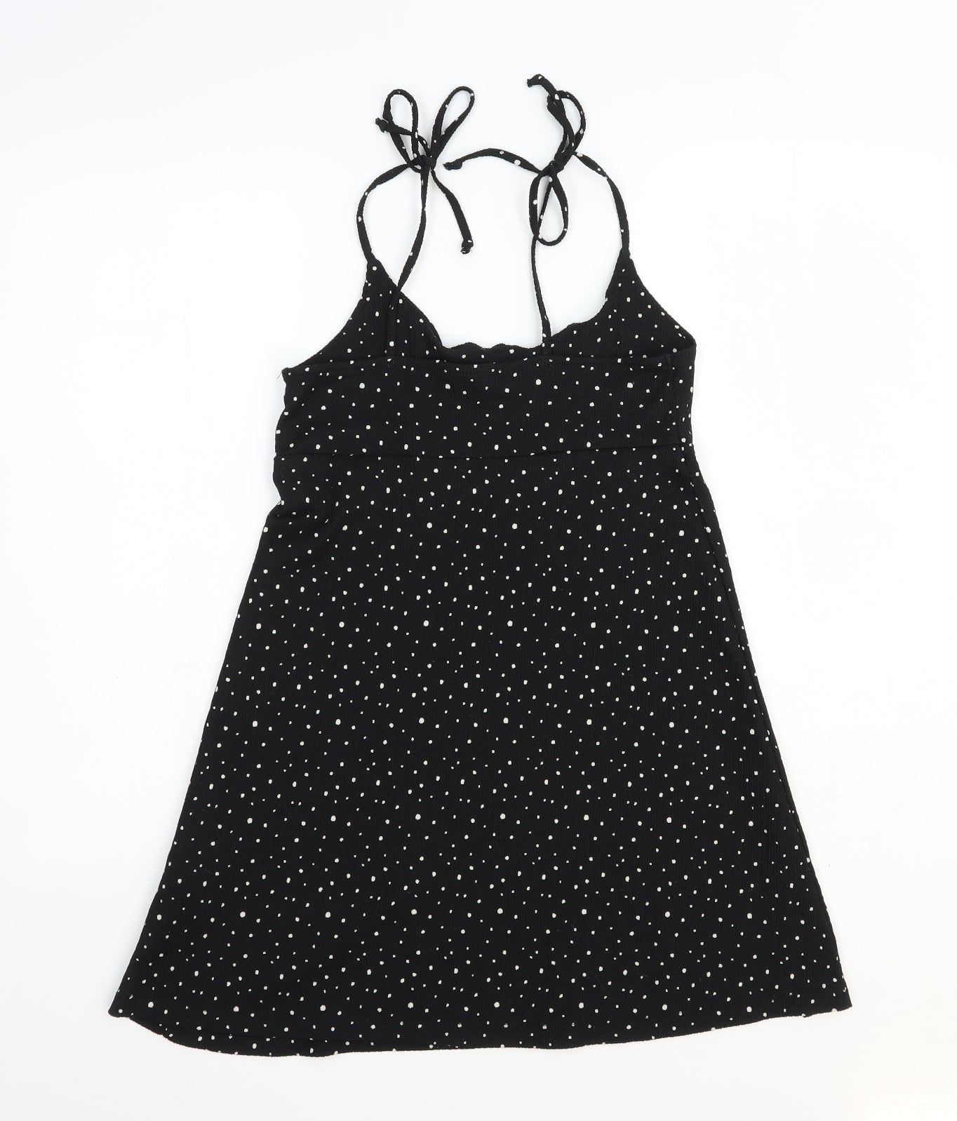 Topshop Womens Black Geometric Polyester A-Line Size 6 Scoop Neck Tie
