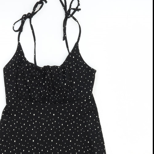 Topshop Womens Black Geometric Polyester A-Line Size 6 Scoop Neck Tie