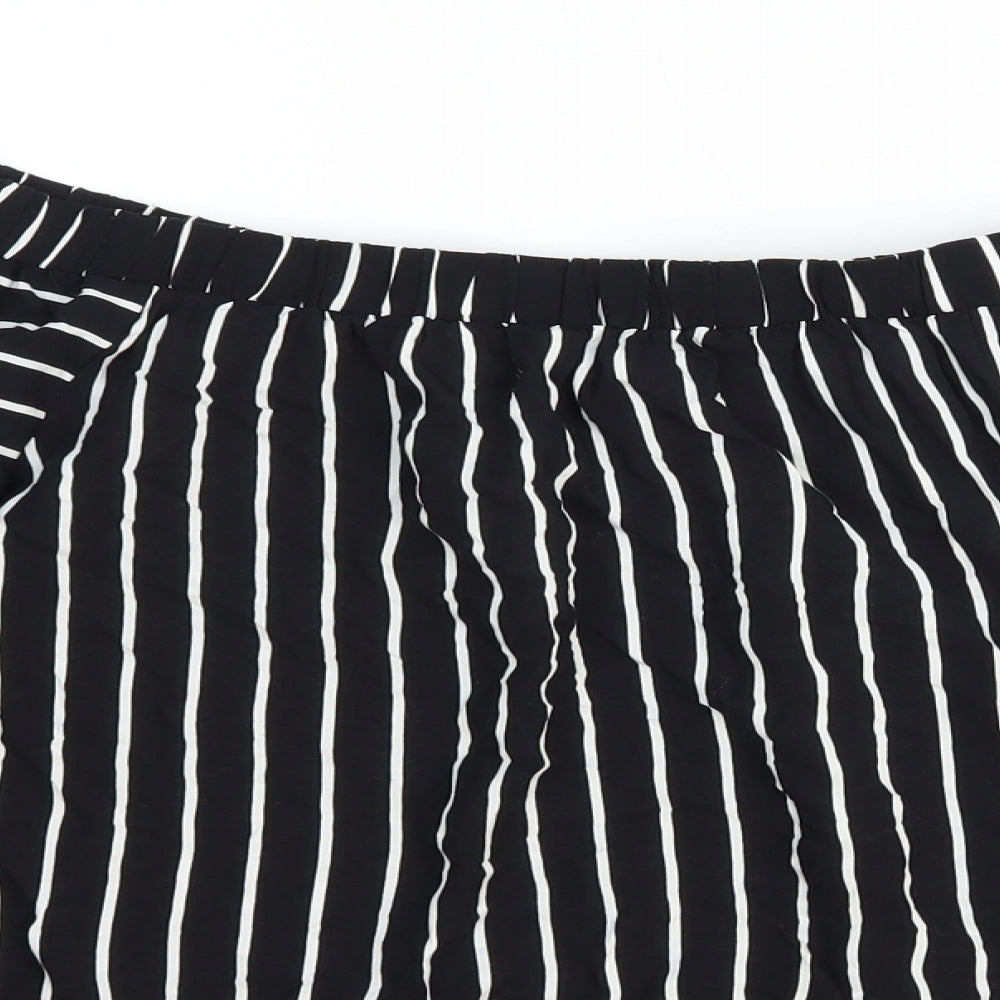 Apricot Womens Black Striped Viscose Basic Blouse Size 8 Boat Neck