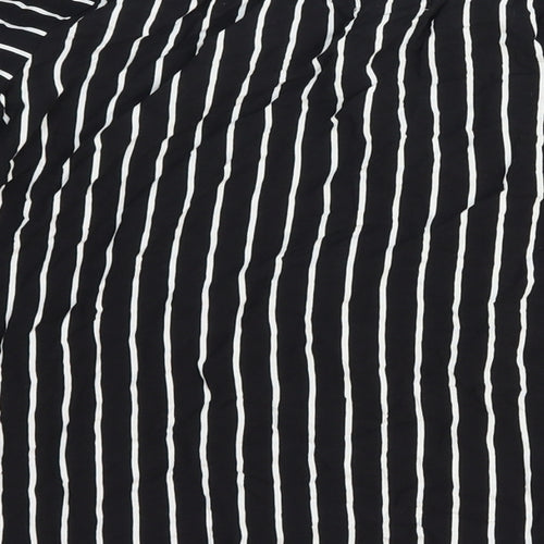 Apricot Womens Black Striped Viscose Basic Blouse Size 8 Boat Neck