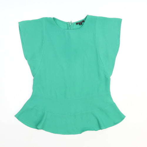 Stella & Dot Womens Green Polyester Basic Blouse Size XS Round Neck
