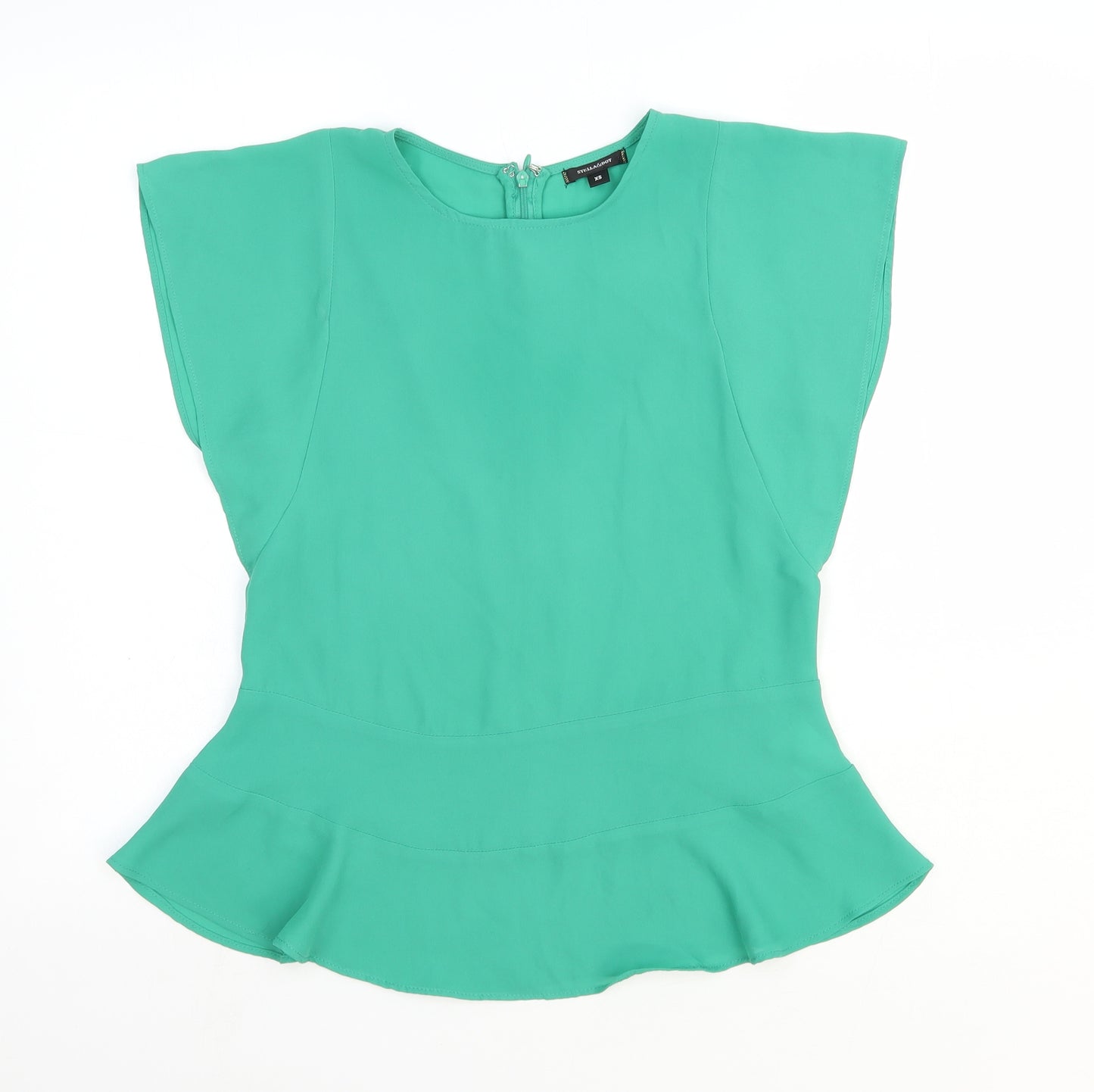 Stella & Dot Womens Green Polyester Basic Blouse Size XS Round Neck