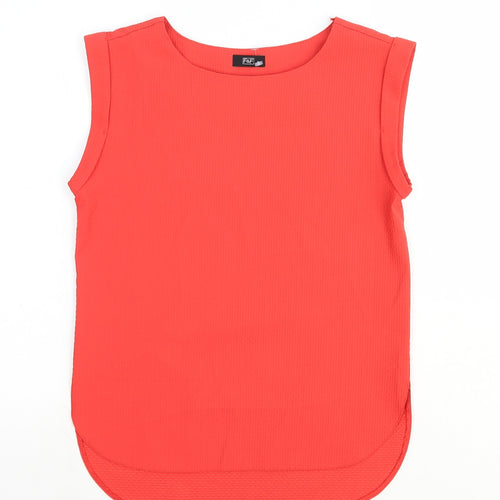 F&F Womens Red Polyester Basic Tank Size 6 Round Neck