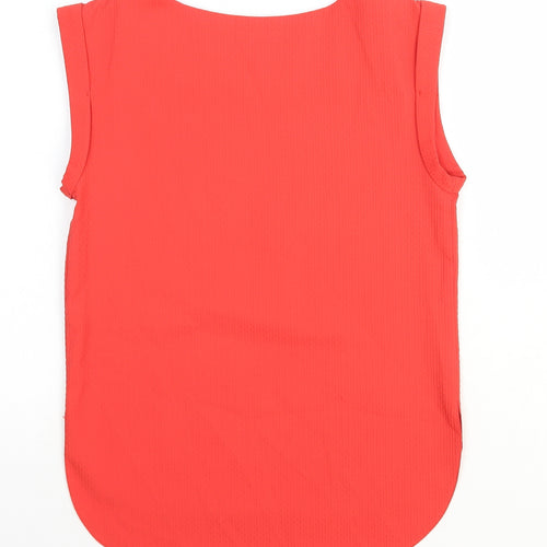 F&F Womens Red Polyester Basic Tank Size 6 Round Neck