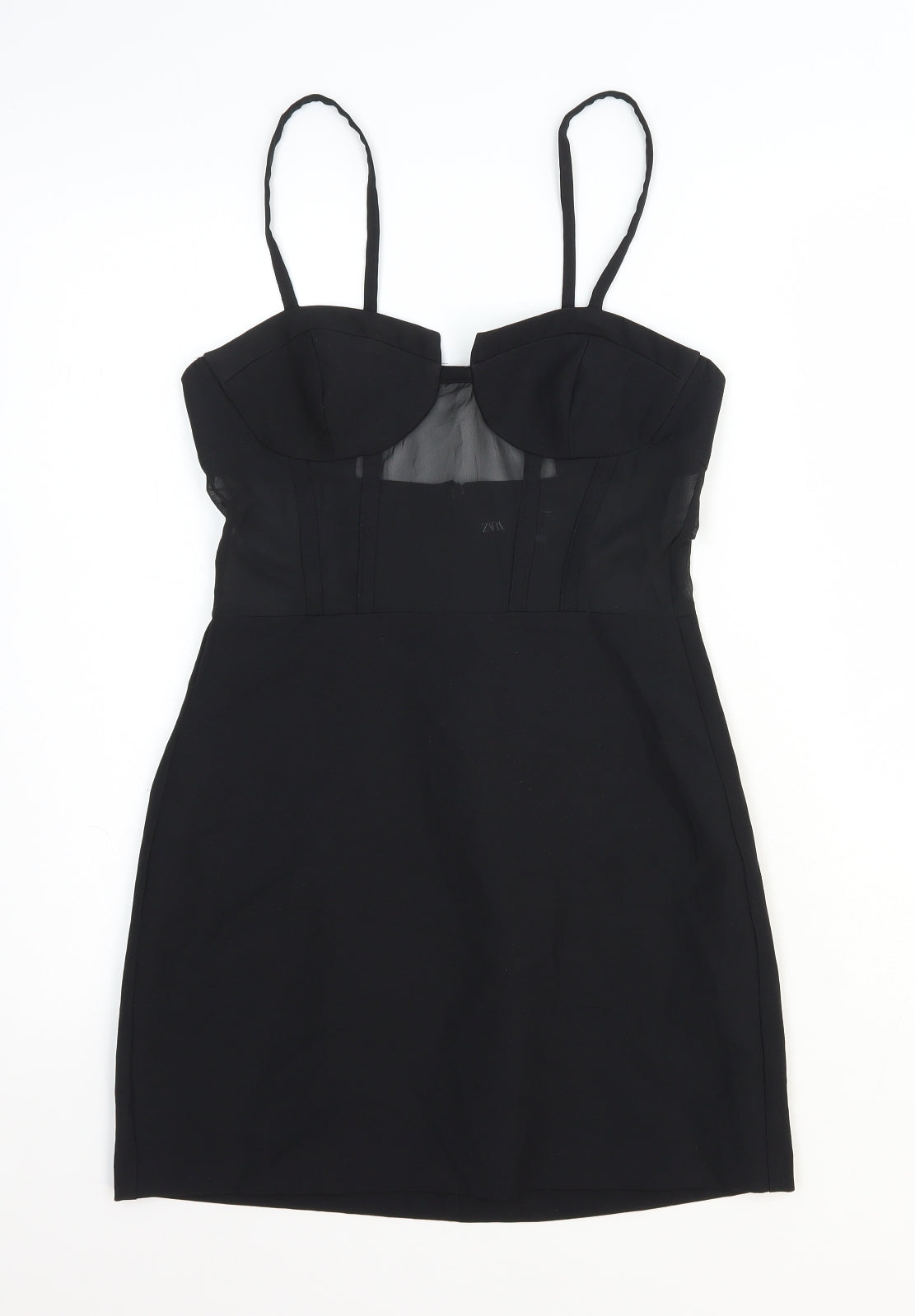 Zara Womens Black Polyester Mini Size 8 Sweetheart Zip