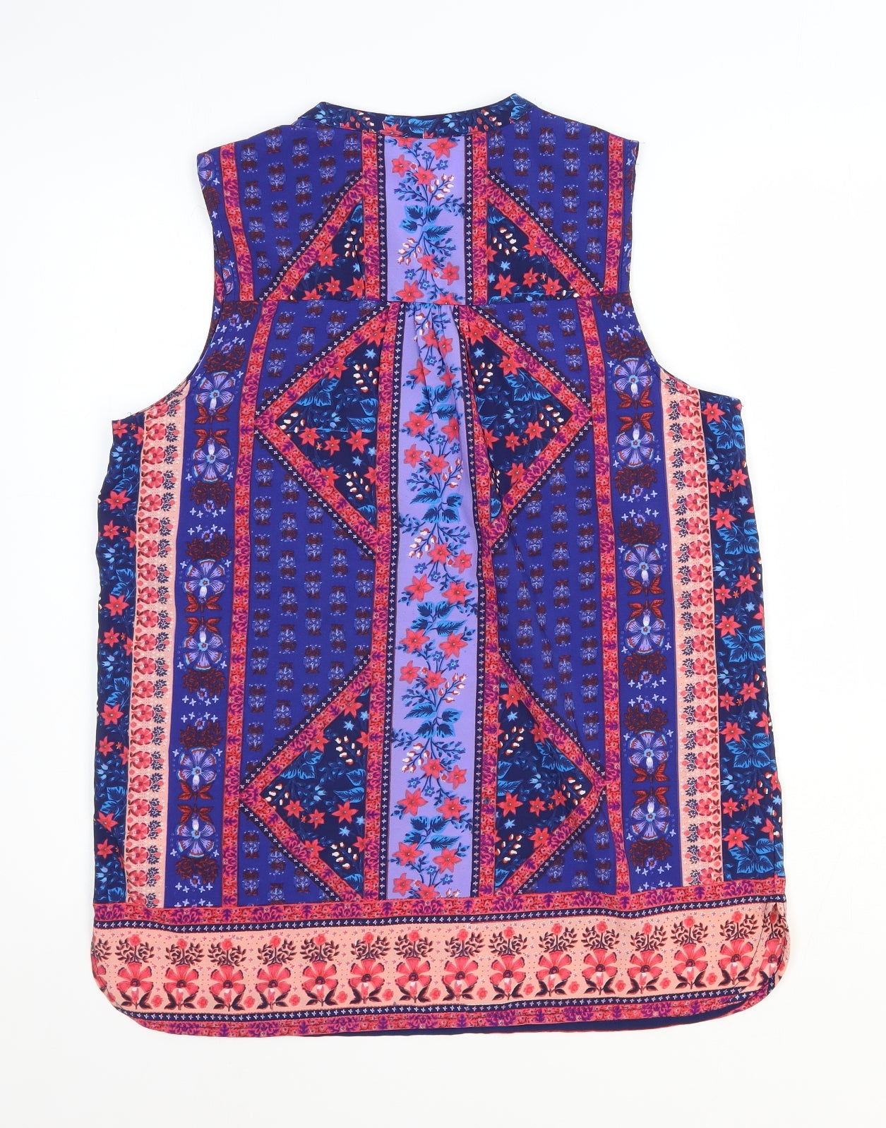 George Womens Multicoloured Geometric Polyester Basic Blouse Size 14 V-Neck