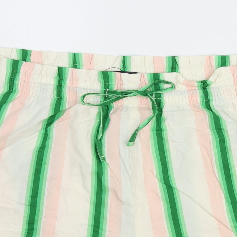 Marks and Spencer Womens Multicoloured Striped Cotton Bermuda Shorts Size 20 Regular Drawstring