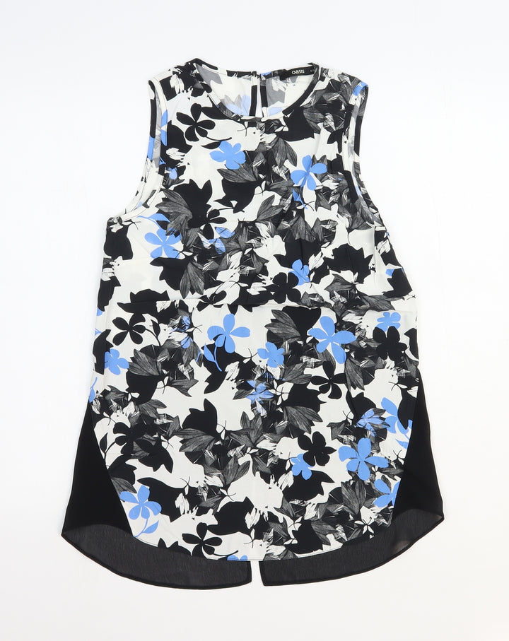 Oasis Womens Multicoloured Geometric Viscose Basic Tank Size 8 Round Neck