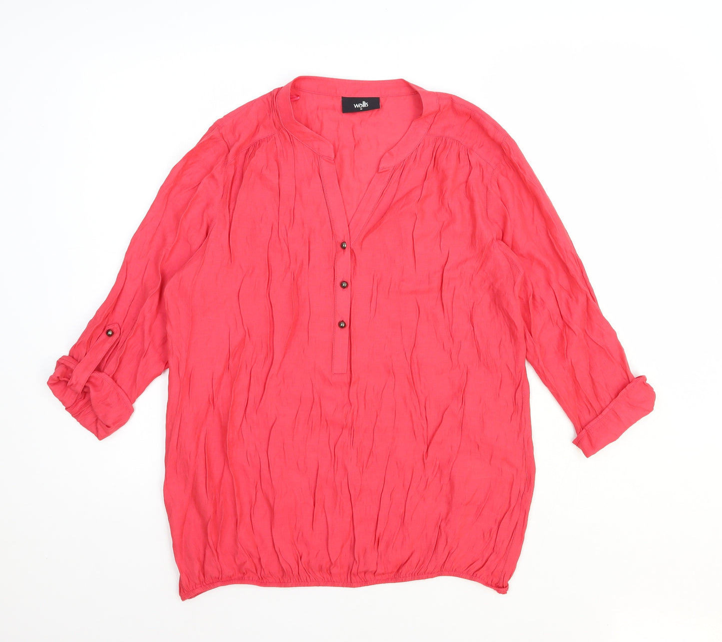 Wallis Womens Red Viscose Basic Blouse Size M V-Neck