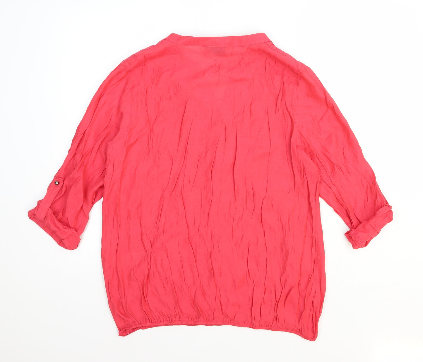Wallis Womens Red Viscose Basic Blouse Size M V-Neck