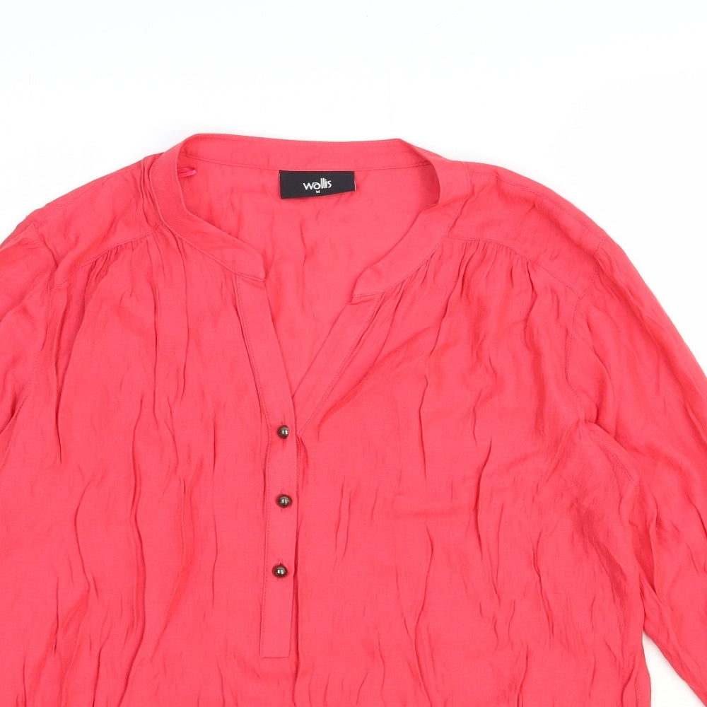Wallis Womens Red Viscose Basic Blouse Size M V-Neck