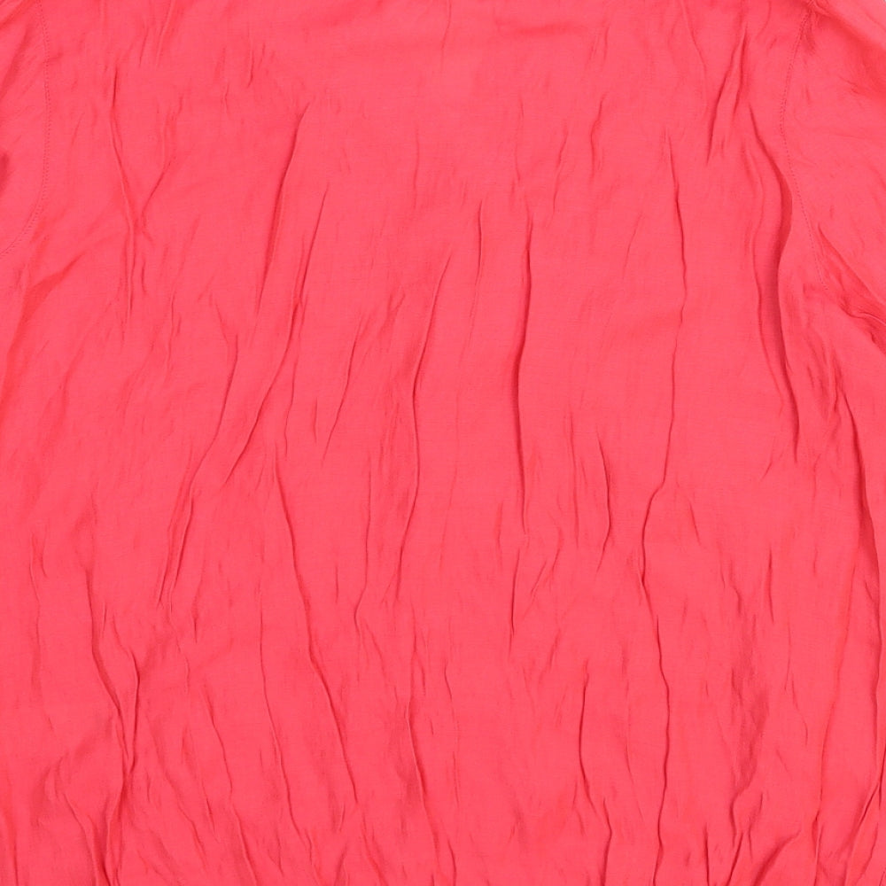 Wallis Womens Red Viscose Basic Blouse Size M V-Neck