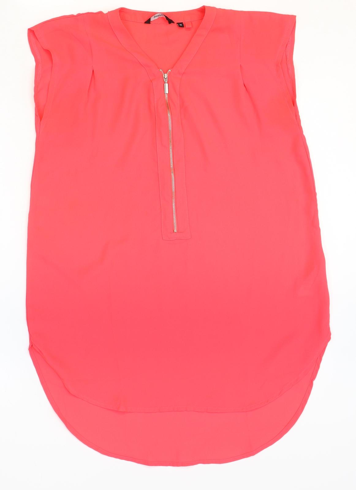 Golddigga Womens Pink Polyester Basic Blouse Size 14 V-Neck