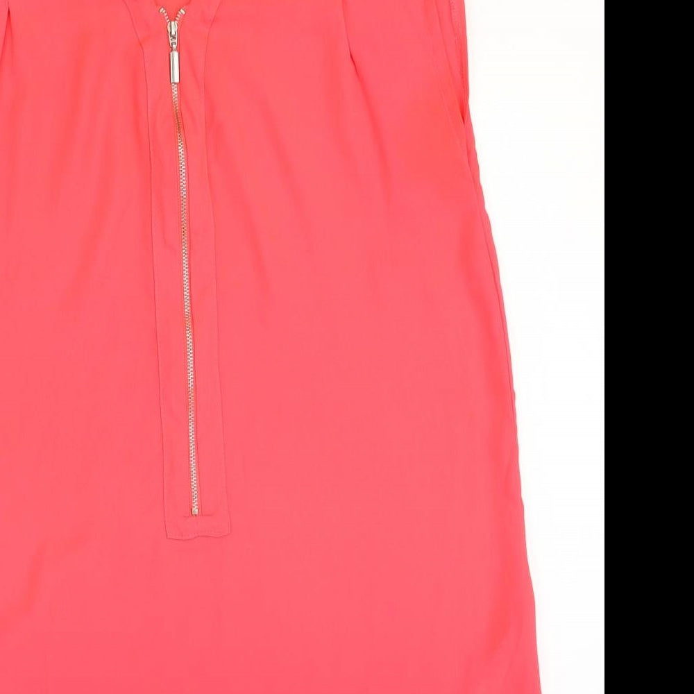 Golddigga Womens Pink Polyester Basic Blouse Size 14 V-Neck