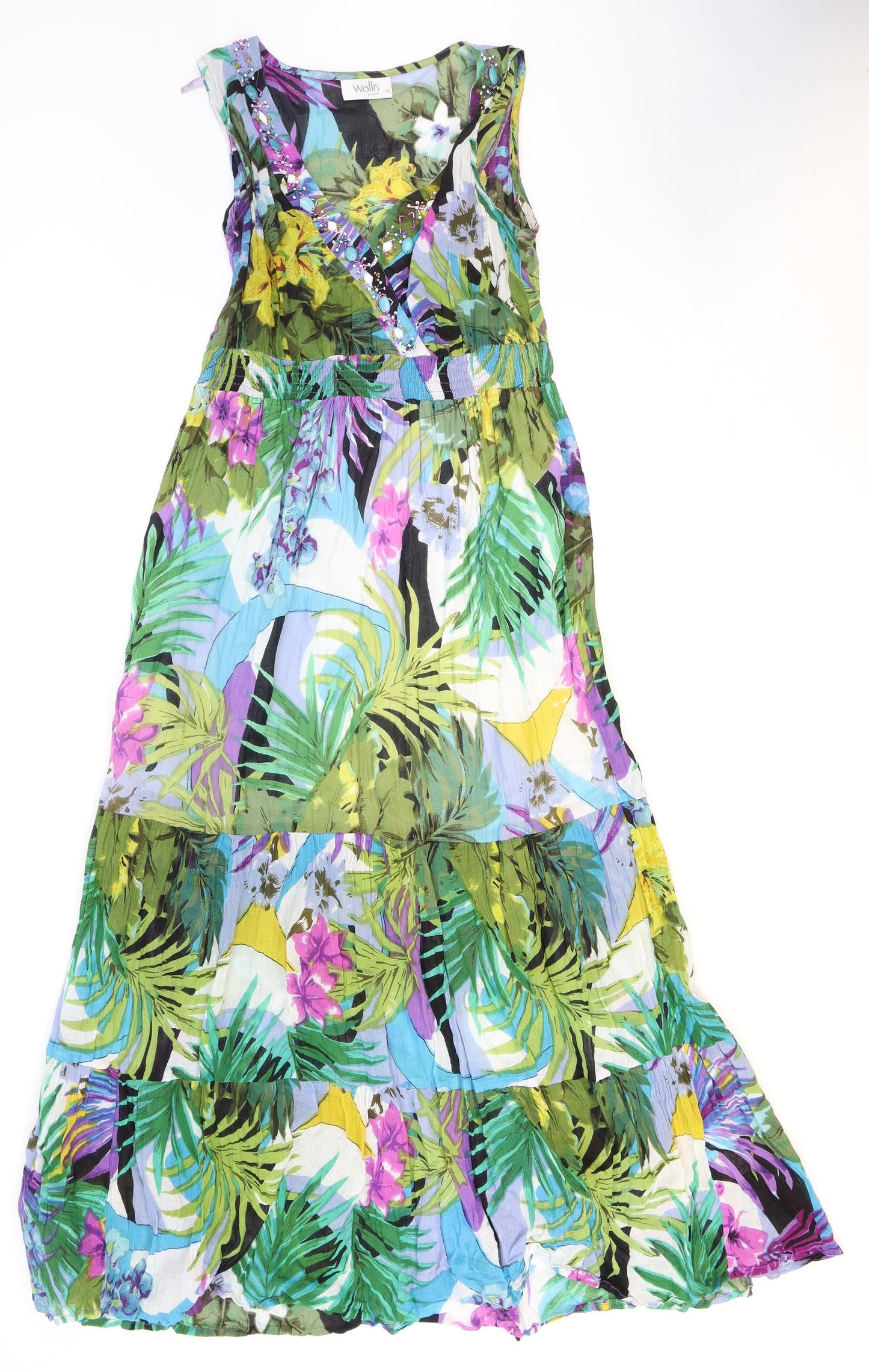 Wallis Womens Multicoloured Floral Polyester Maxi Size 10 V-Neck Pullover