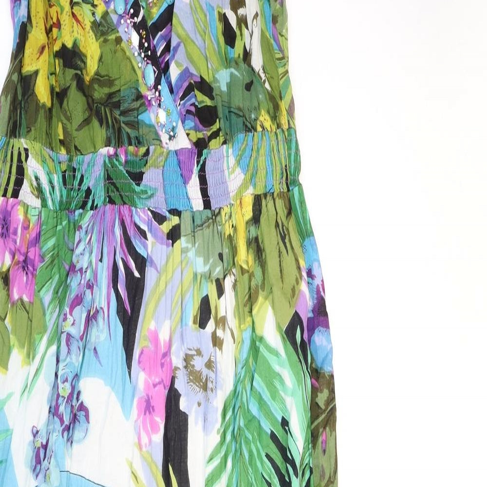 Wallis Womens Multicoloured Floral Polyester Maxi Size 10 V-Neck Pullover