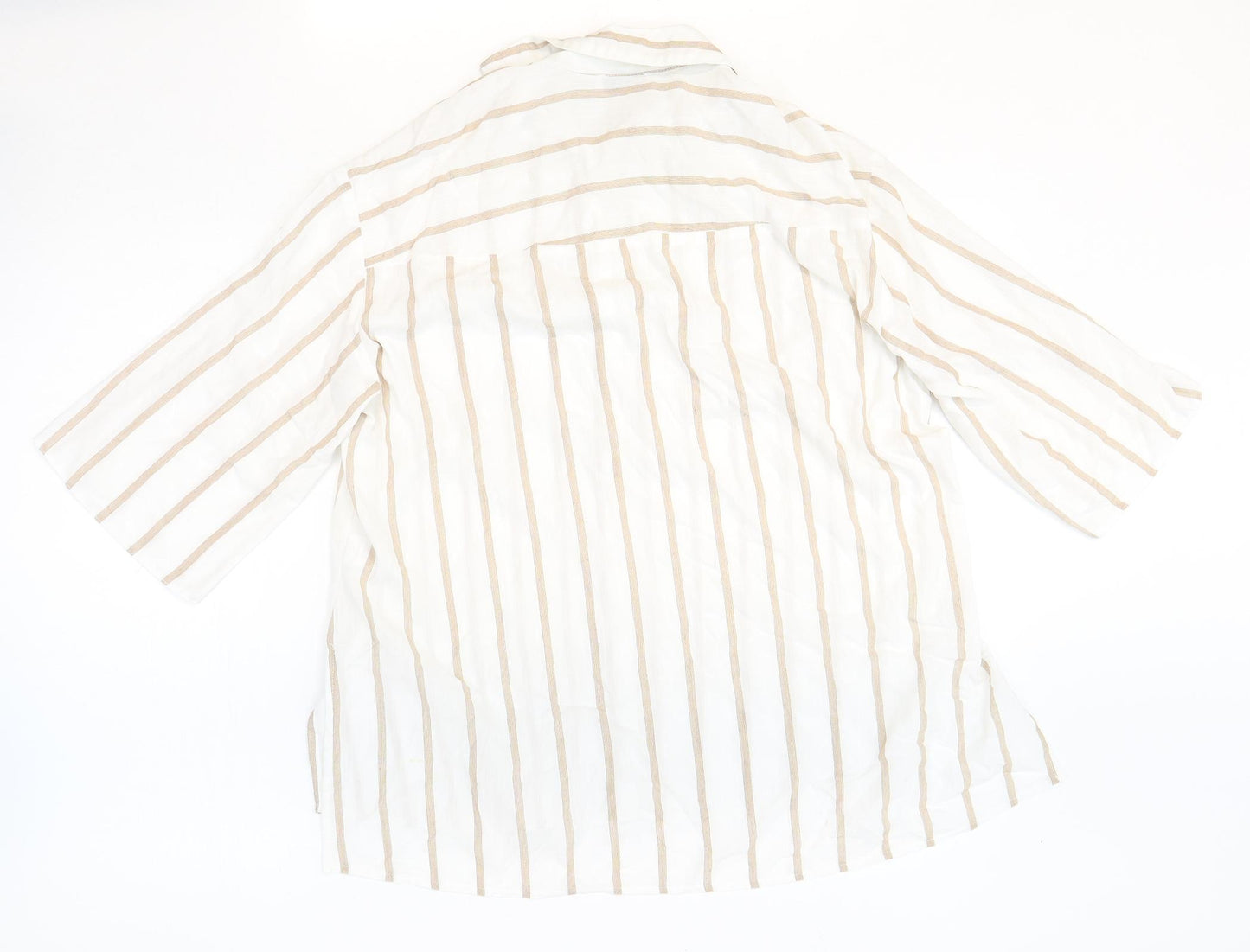 Papaya Womens White Striped Viscose Basic Button-Up Size 10 Collared