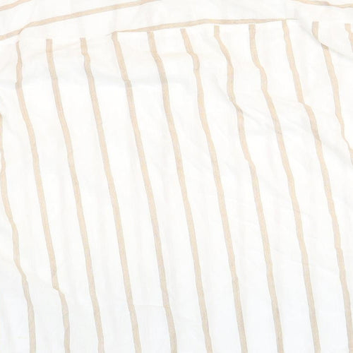 Papaya Womens White Striped Viscose Basic Button-Up Size 10 Collared