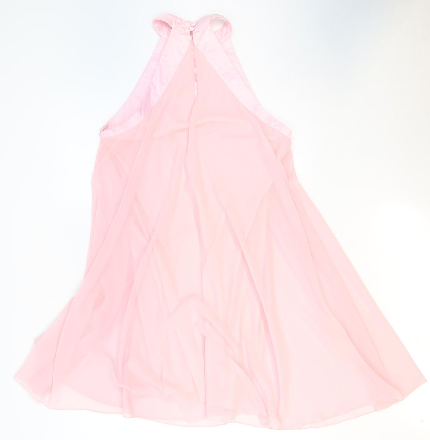 Lipsy Womens Pink Polyester Ball Gown Size 12 Round Neck Button