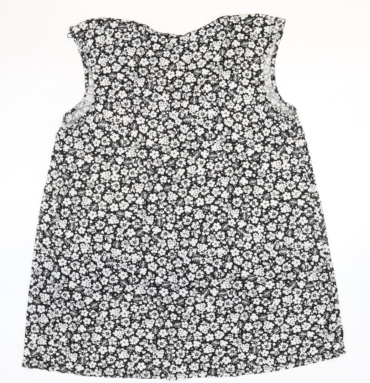 TU Womens White Floral Viscose Basic Blouse Size 16 V-Neck