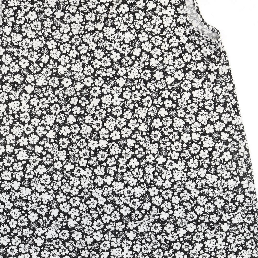 TU Womens White Floral Viscose Basic Blouse Size 16 V-Neck