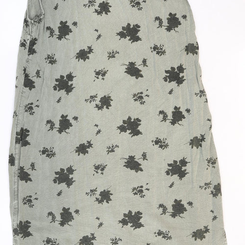 Roman Womens Grey Floral Viscose A-Line Size 20 V-Neck Button
