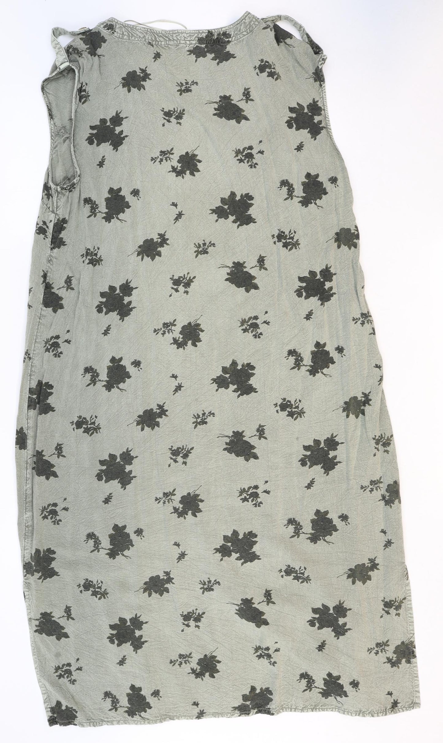 Roman Womens Grey Floral Viscose A-Line Size 20 V-Neck Button
