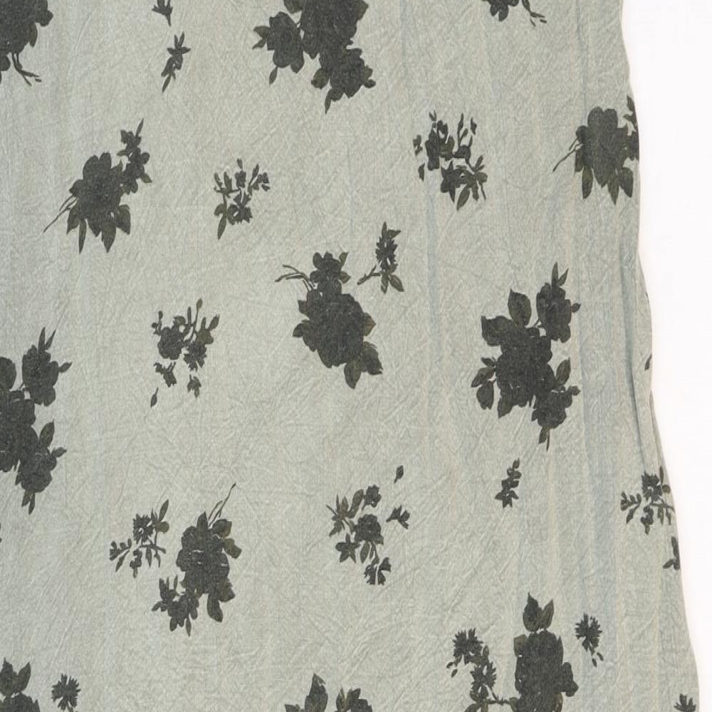 Roman Womens Grey Floral Viscose A-Line Size 20 V-Neck Button