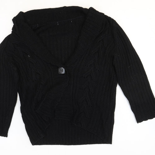 M&Co Womens Black V-Neck Acrylic Cardigan Jumper Size L