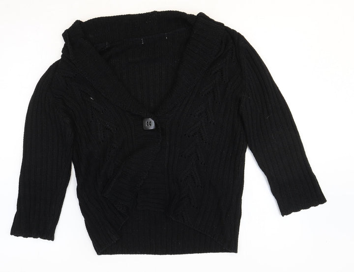 M&Co Womens Black V-Neck Acrylic Cardigan Jumper Size L