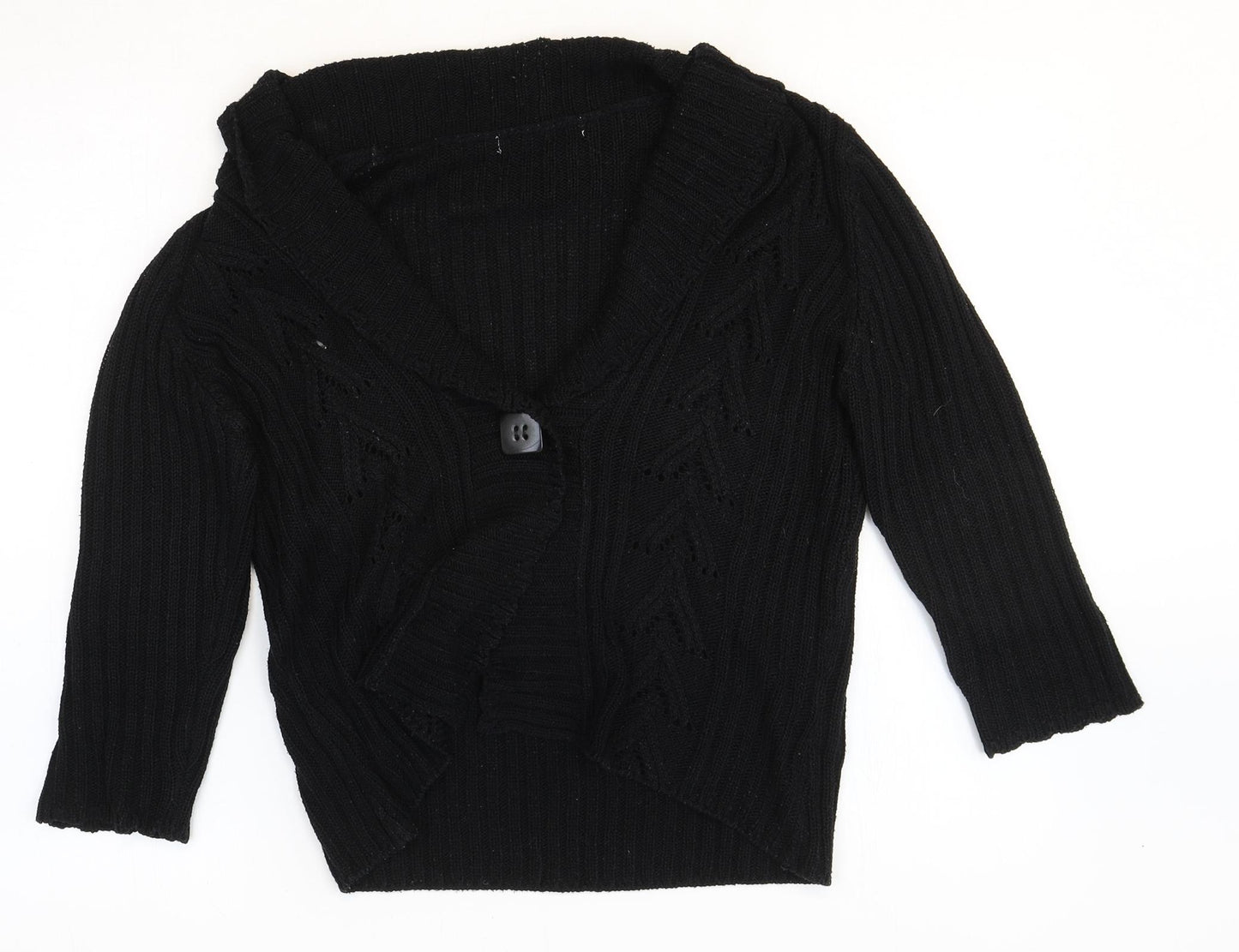 M&Co Womens Black V-Neck Acrylic Cardigan Jumper Size L