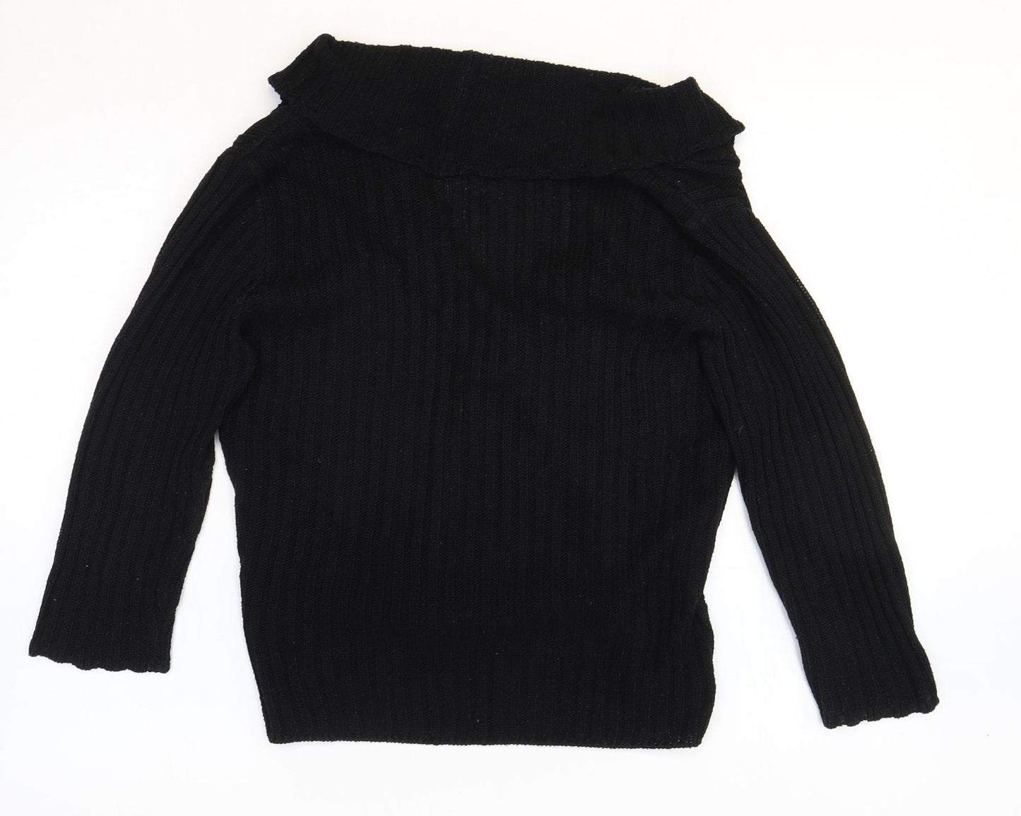 M&Co Womens Black V-Neck Acrylic Cardigan Jumper Size L