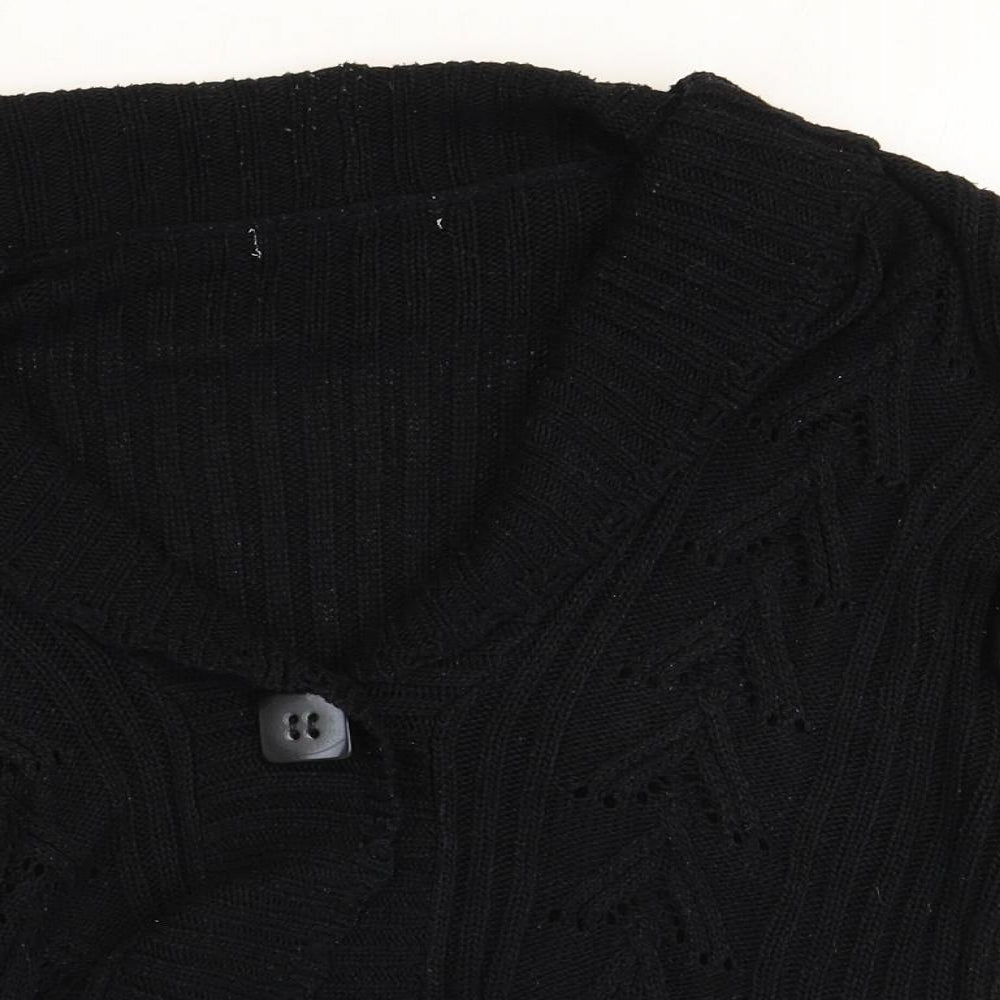 M&Co Womens Black V-Neck Acrylic Cardigan Jumper Size L