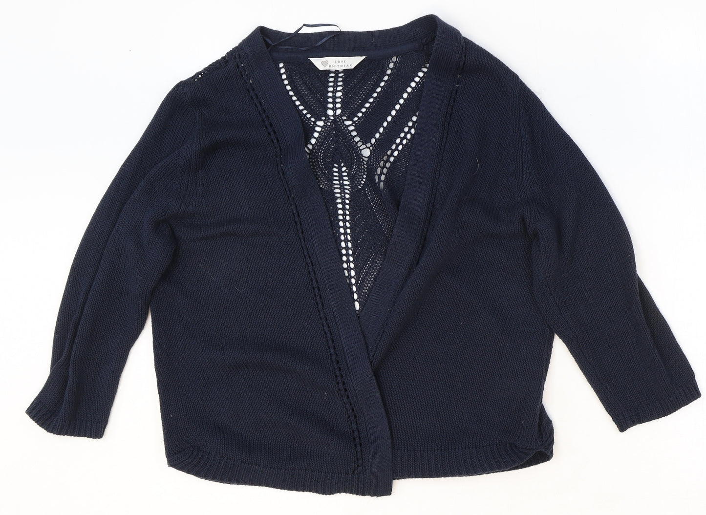 BHS Womens Blue V-Neck Cotton Cardigan Jumper Size 14