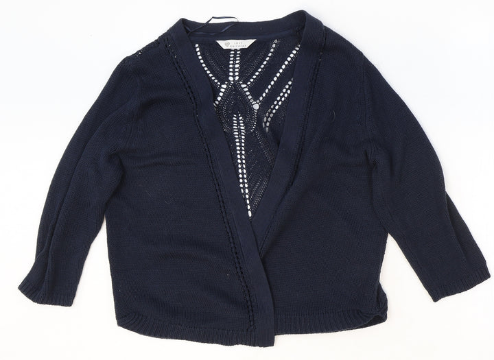 BHS Womens Blue V-Neck Cotton Cardigan Jumper Size 14