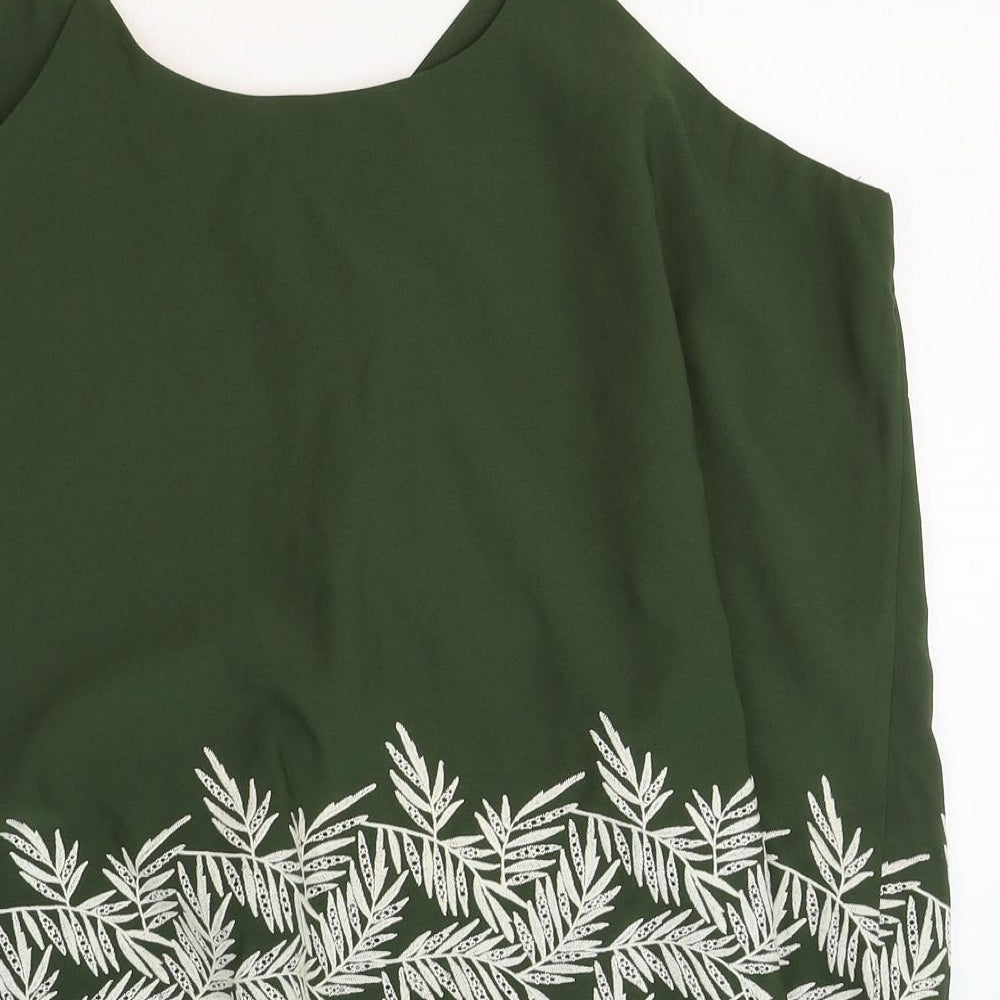 TU Womens Green Polyester Basic Tank Size 22 V-Neck - Leaf Print