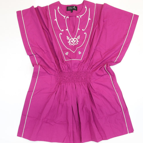 Spirit Womens Pink 100% Cotton Fit & Flare Size L V-Neck Pullover