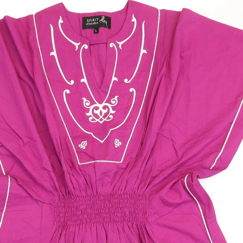 Spirit Womens Pink 100% Cotton Fit & Flare Size L V-Neck Pullover