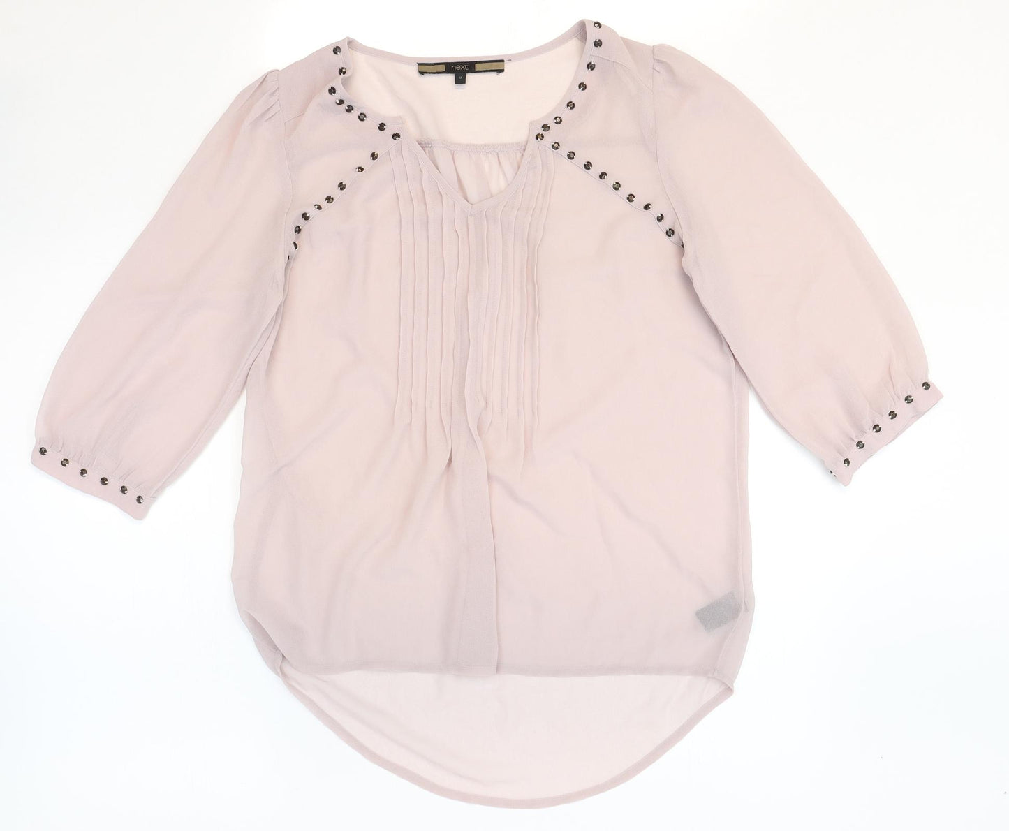 NEXT Womens Pink Polyester Basic Blouse Size 12 V-Neck
